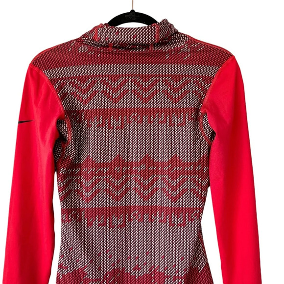 Nike Pro Women's Red White Hyperwarm Nordic Infinity Long Sleeve Shirt - Picture 8 of 16